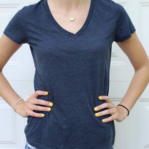 navy blue v neck tee